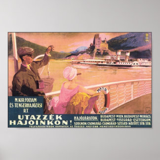 Póster Afiche de viaje de Budapest de Utazzek Hajoinkon
