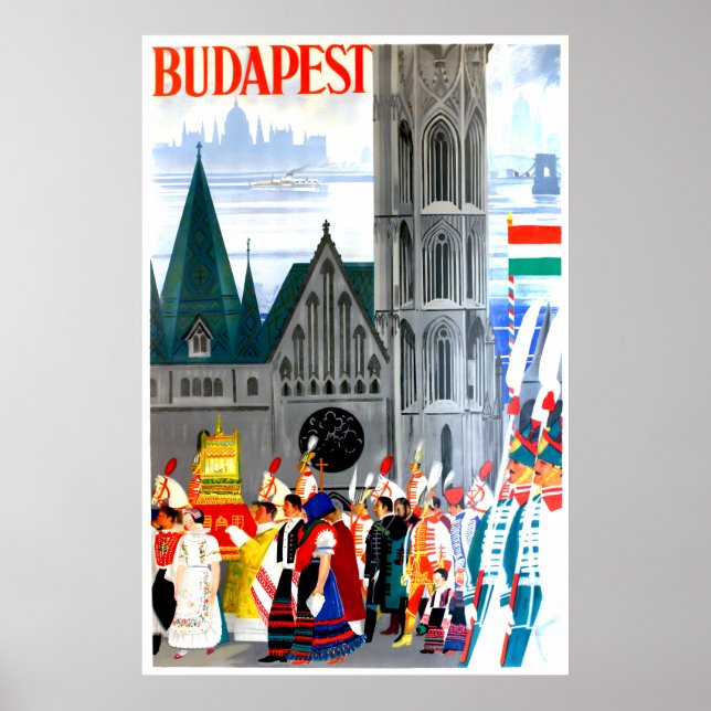 Póster Afiche de viaje de Budapest, Hungría (Frente)