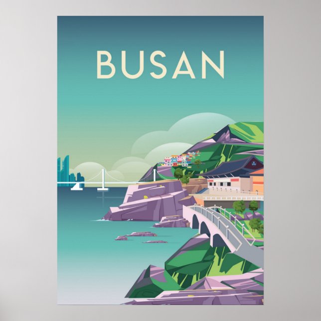 Póster Afiche de viaje de Busan South Korea (Frente)