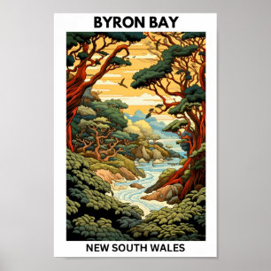 Póster Afiche de viaje de Byron Bay Australia