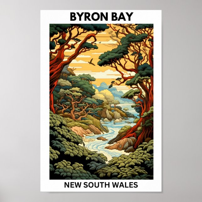 Póster Afiche de viaje de Byron Bay Australia (Frente)