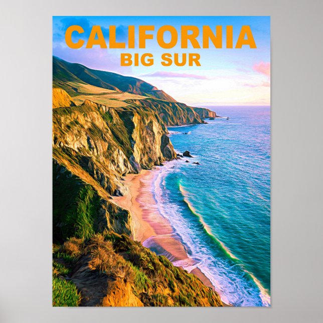 Póster Afiche de viaje de California Big Sur (Frente)