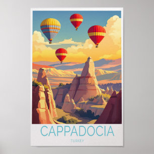 Póster Afiche de viaje de Cappadocia Turquía