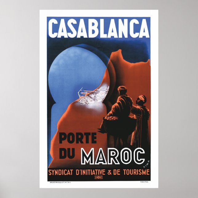 Póster Afiche de viaje de Casablanca (Frente)