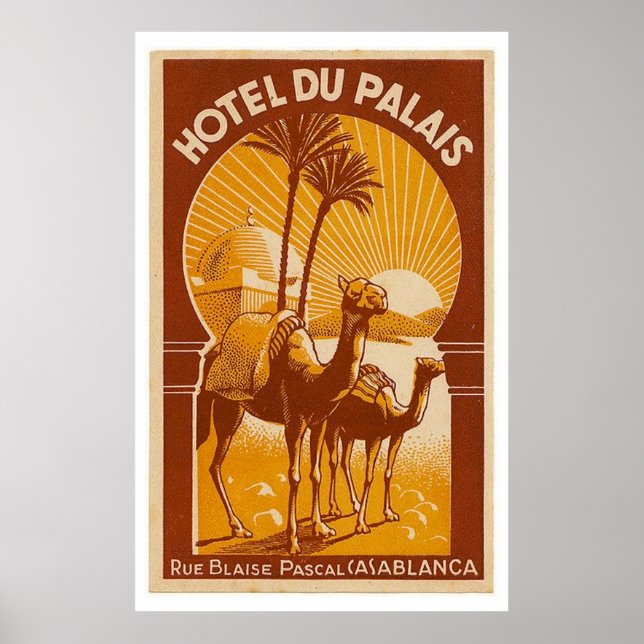 Póster Afiche de Viaje de Casablanca Francesa Vintage (Frente)