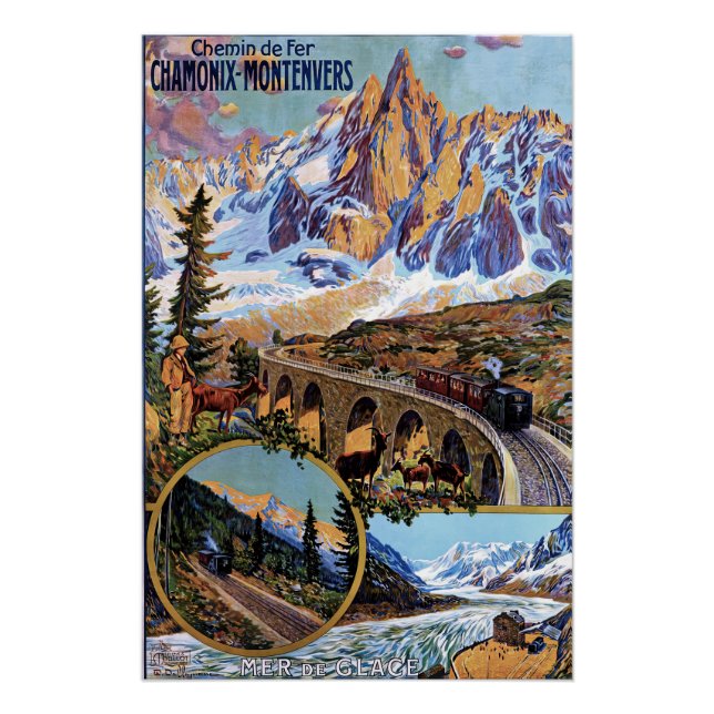 Póster Afiche de Viaje de Chamonix (Anverso)