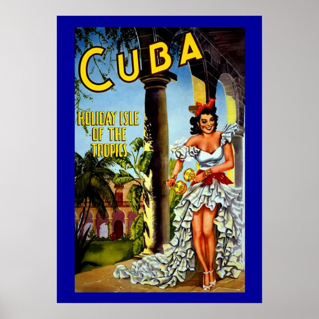 Póster Afiche de viaje de Chica de bailarina cubana de mo (Frente)