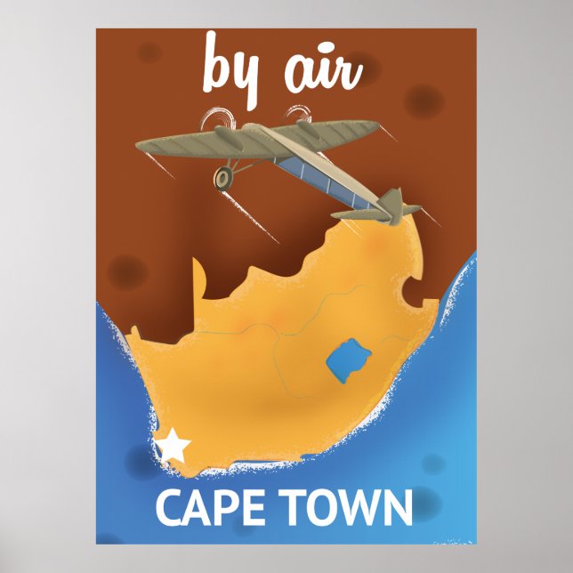 Póster Afiche de viaje de Ciudad del Cabo de Sudáfrica (Frente)