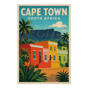 Póster Afiche de viaje de Ciudad del Cabo, Sudáfrica,