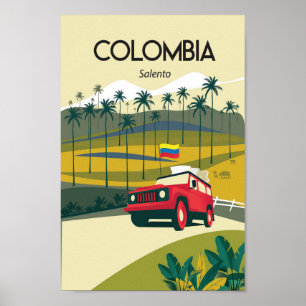 Póster Afiche de viaje de Colombia salento