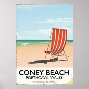Póster Afiche de viaje de Coney Beach Porthcawl Wales