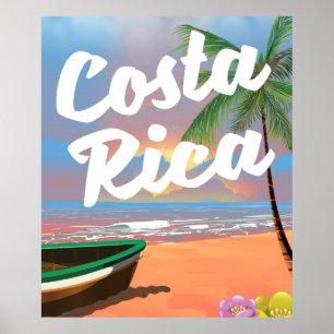 Póster Afiche de viaje de Costa Rica Beach