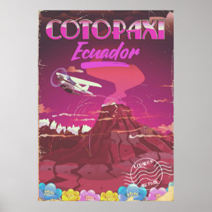 Póster Afiche de viaje de Cotopaxi, Ecuador AIR MAIL