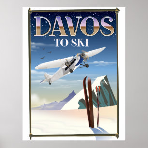 Póster Afiche de viaje de Davos Suiza