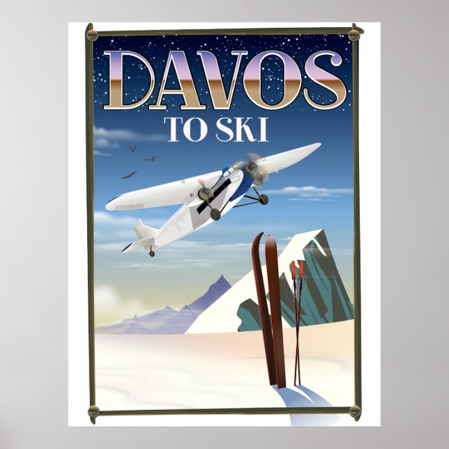 Póster Afiche de viaje de Davos Suiza (Frente)