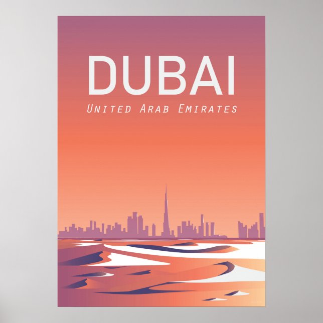 Póster Afiche de viaje de Dubai Emiratos Árabes Unidos (Frente)
