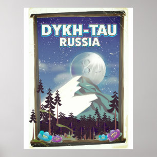 Póster Afiche de viaje de Dykh-Tau Rusia.