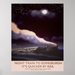 Póster Afiche de viaje de Edinburgh Locomotive