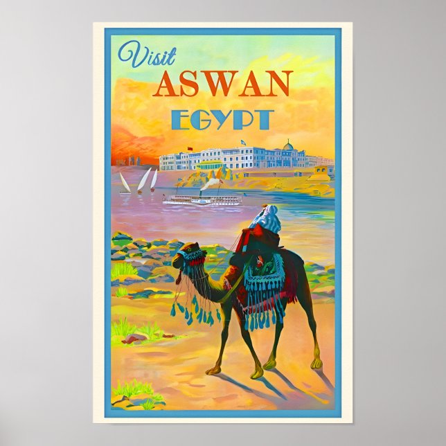 Póster Afiche de viaje de Egipto-Aswan (Frente)