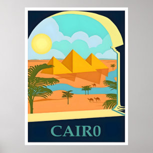 Póster Afiche de viaje de Egipto-El Cairo