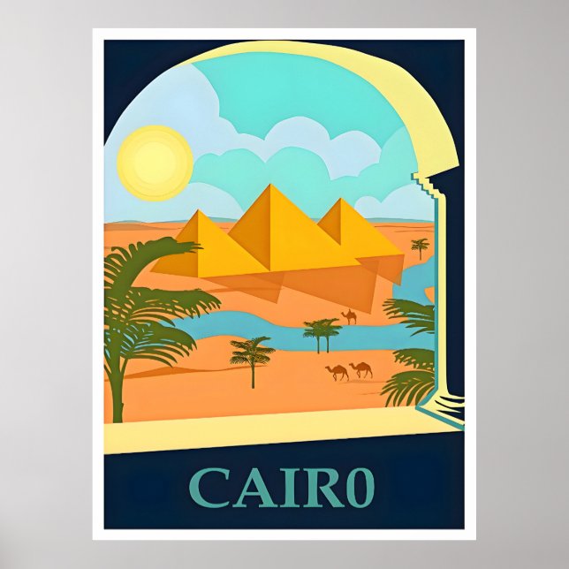 Póster Afiche de viaje de Egipto-El Cairo (Frente)