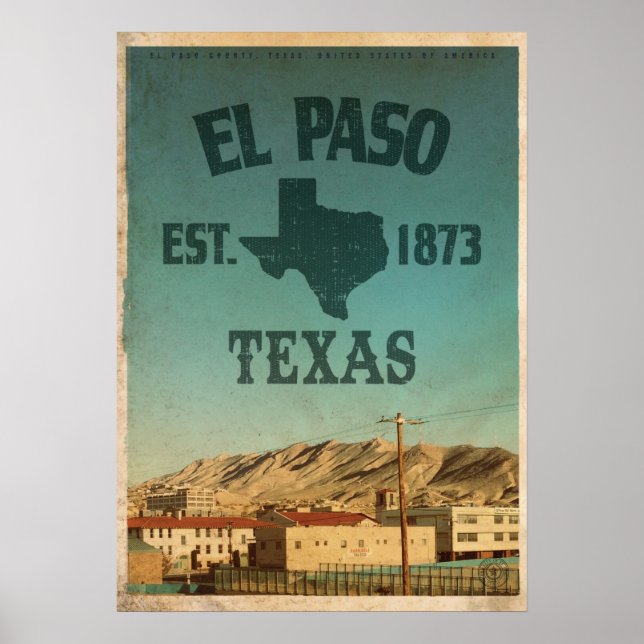 Póster Afiche de viaje de El Paso en Texas (Frente)