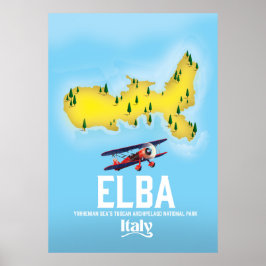 Póster Afiche de viaje de Elba, Mar Tirreno, Toscana, Ita