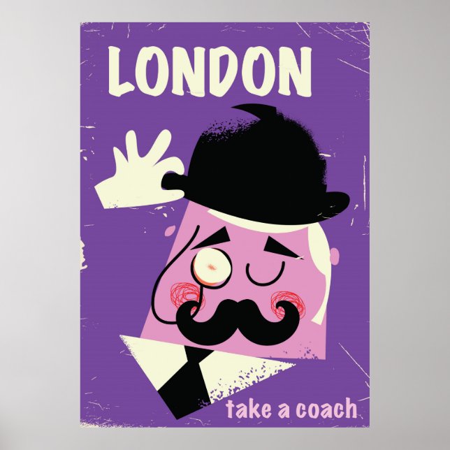 Póster Afiche de viaje de empresario londinense de estilo (Frente)