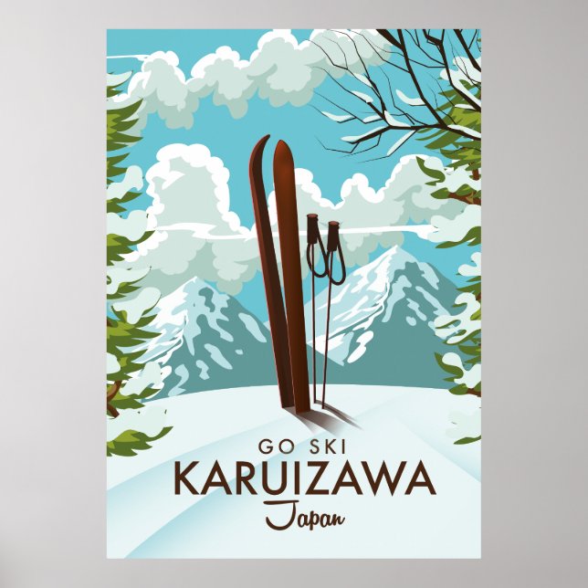 Póster Afiche de viaje de esquí de Karuizawa Japón (Frente)