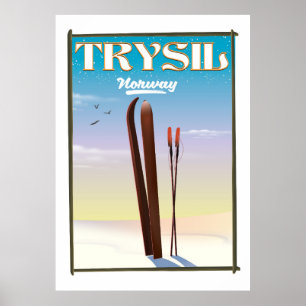 Póster Afiche de viaje de esquí de Trysil Noruega