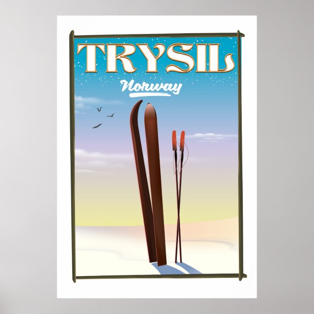 Póster Afiche de viaje de esquí de Trysil Noruega (Frente)