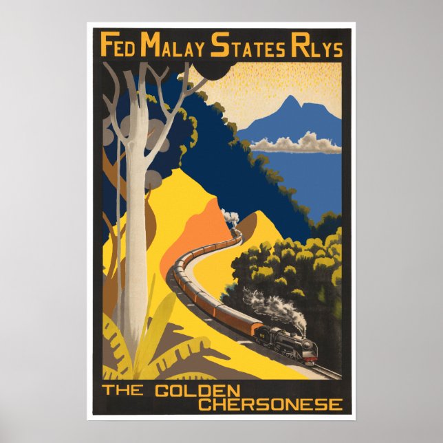 Póster Afiche de viaje de Estados malayos de la Fed (Frente)