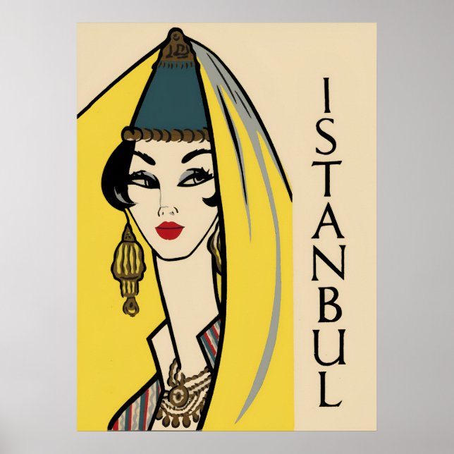 Póster Afiche de viaje de Estambul, Turquía (Frente)