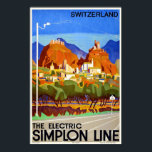 Póster Afiche de viaje de estilo Art Déco<br><div class="desc">Copia de la reproducción de un afiche de viajes suizo de los años 30 con Sion, la capital del cantón de Valais, también uno de los lugares prehistóricos más importantes de Europa. Este poster art deco cuenta con las llamativas formaciones rocosas de Valeria y Tourbillon. Entre los lugares de interés...</div>