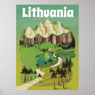 Póster Afiche de viaje de estilo vintage de Lituania