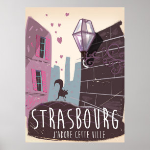 Póster Afiche de viaje de Estrasburgo Francia