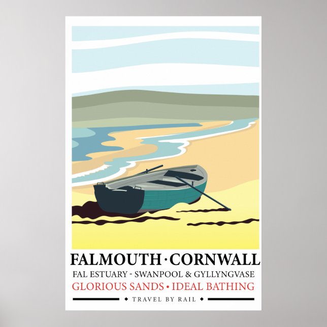 Póster Afiche de viaje de Falmouth Cornwall (Frente)