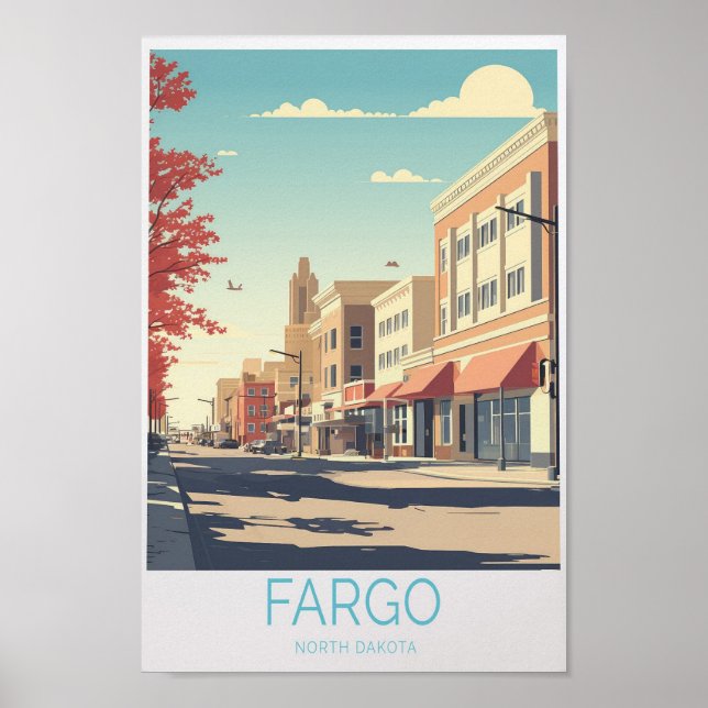 Póster Afiche de viaje de Fargo City North Dakota (Frente)