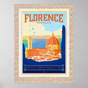 Póster Afiche de viaje de Florencia-Italia