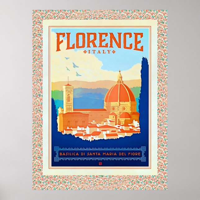 Póster Afiche de viaje de Florencia-Italia (Frente)