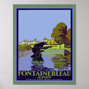 Póster Afiche de viaje de Fontainebleau-Avon France