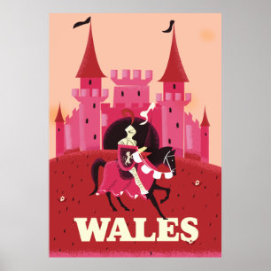 Póster Afiche de viaje de Gales.