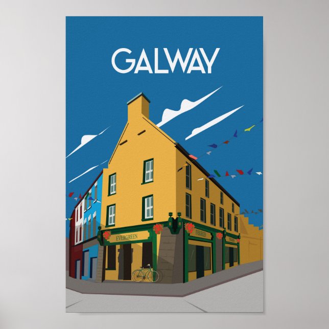 Póster Afiche de viaje de Galway, Irlanda (Frente)