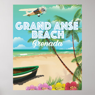 Póster Afiche de viaje de Granada Grand Anse Beach