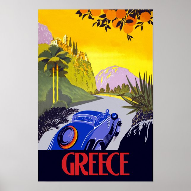 Póster Afiche de viaje de Grecia (Frente)