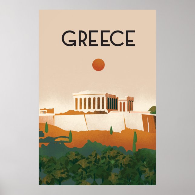 Póster Afiche de viaje de Grecia Atenas (Frente)