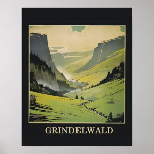 Póster Afiche de viaje de Grindelwald Suiza