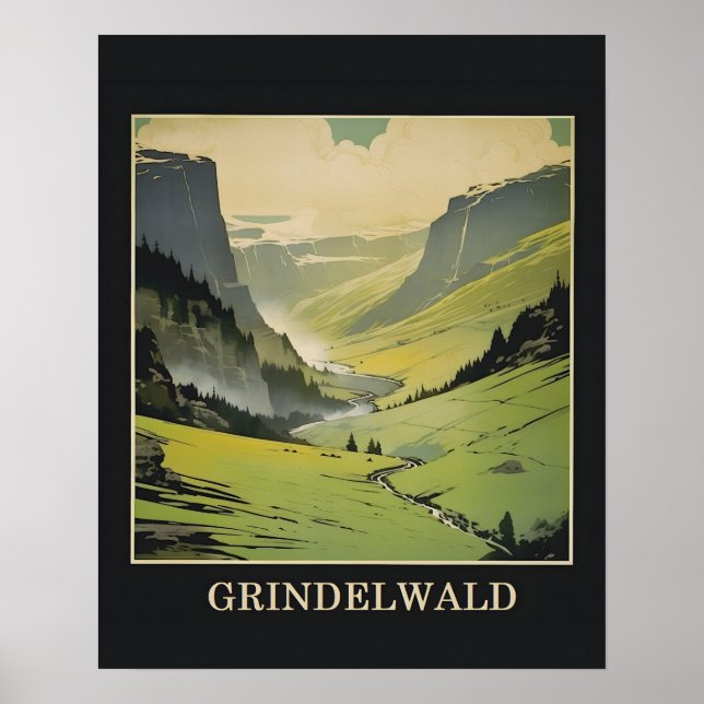Póster Afiche de viaje de Grindelwald Suiza (Frente)