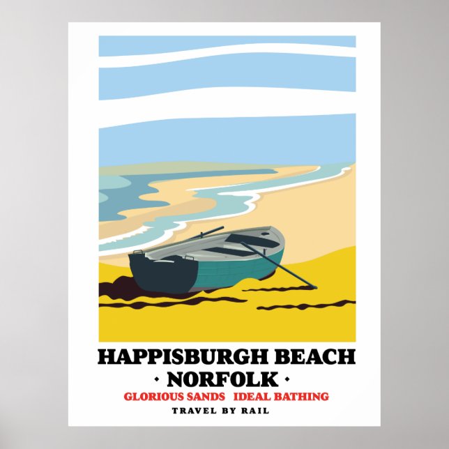 Póster Afiche de viaje de Happisburgh Beach Norfolk (Frente)