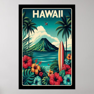Póster Afiche de Viaje de Hawái
